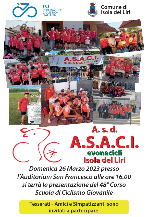 Lo storico sodalizio Ciociaro A.S.A.C.I. presenta il 48° corso scuola di ciclismo giovanile